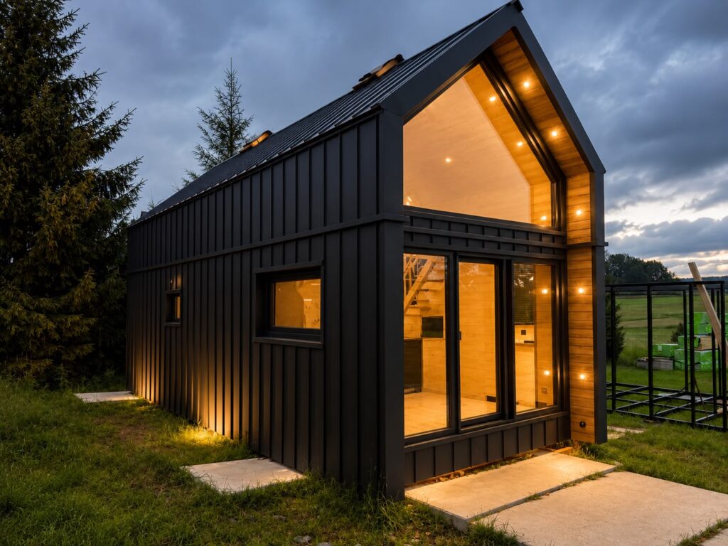 Das wunderschön beleuchtete Modulhaus Modular 2 von Tiny House Design