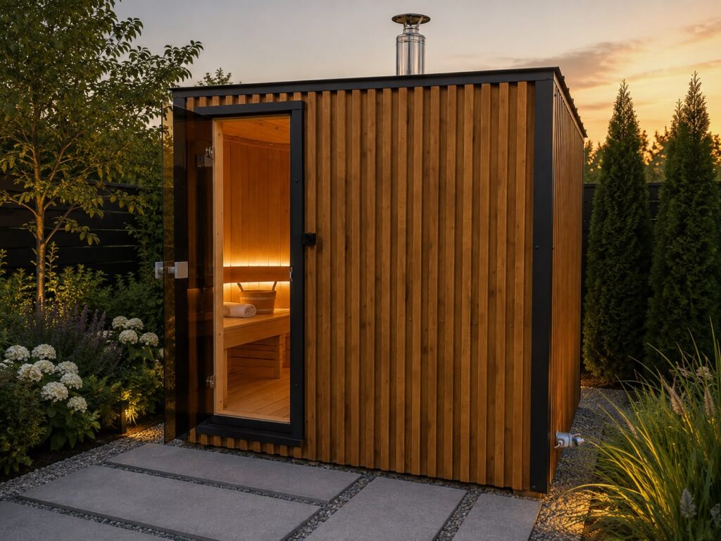 Eingang zur finnischen Sauna „Falcon“