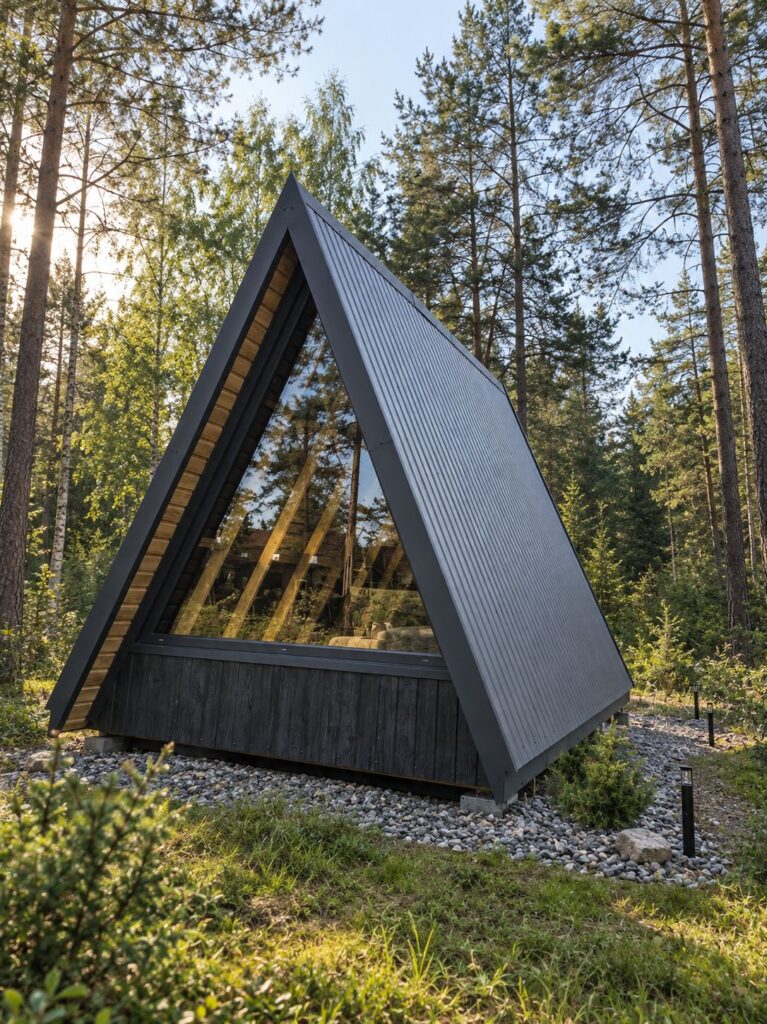 Das Mini-Ferienhaus „Brda“ von hinten