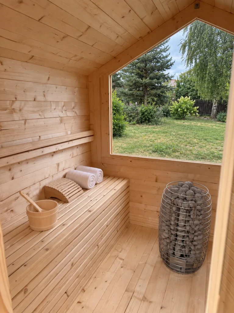 Das Innere der Wild-Gartensauna