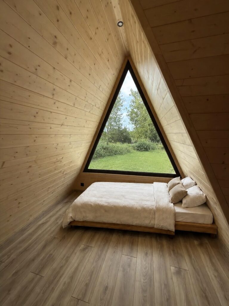 Der Schlafbereich im Ferienhaus „Mini Brda“