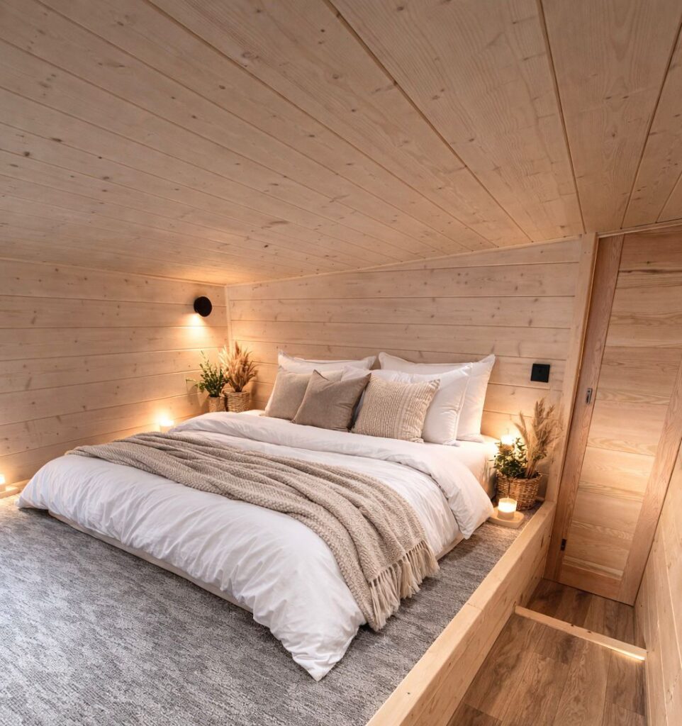 Schlafzimmer Nr. 1 im Mobilheim „Oleńka“ in der Variante B von Tina House Design