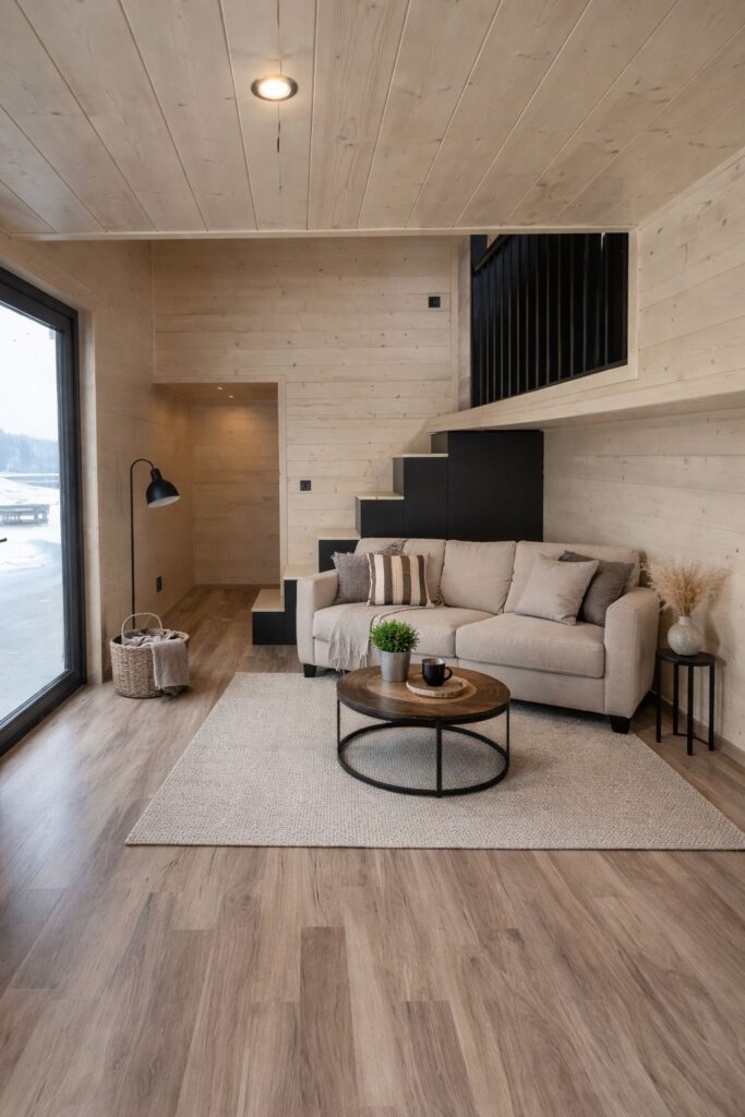 Wohnzimmer im Mobiles Haus Oleńka in der Variante B von Tiny House Design