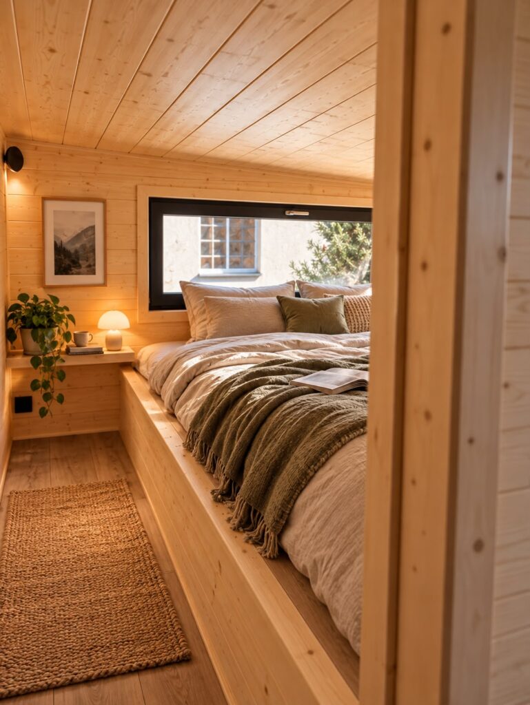 Gemütliches Schlafzimmer Nr. 2 im Mobilheim „Oleńka“, Variante B