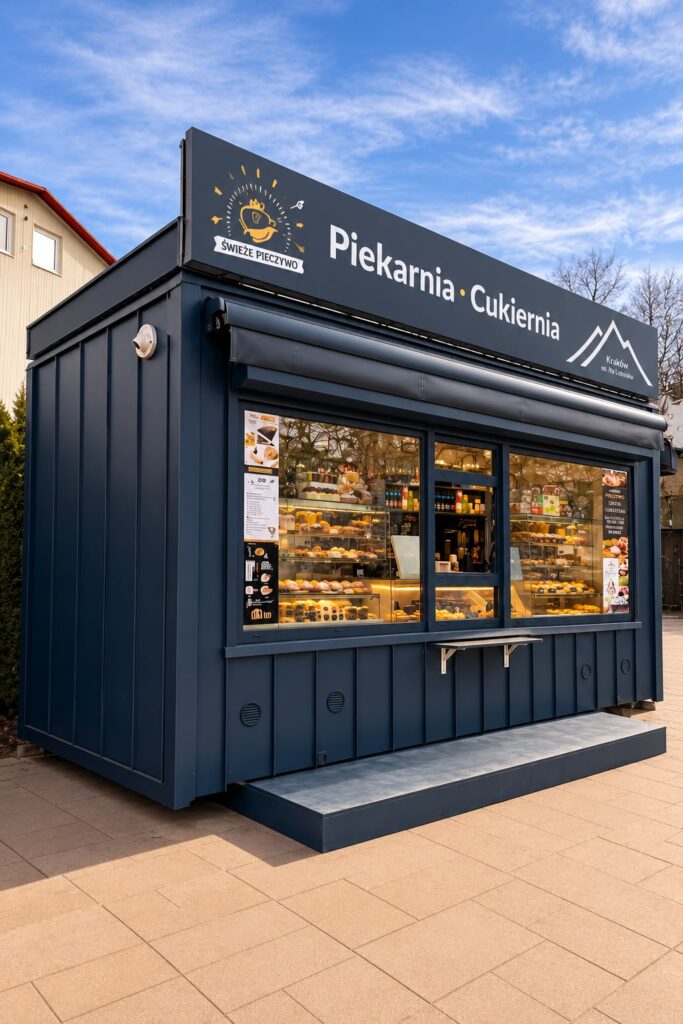Ein Beispiel für die Nutzung eines Geschäftsraums in einem Container von Tiny House Design – eine Bäckerei